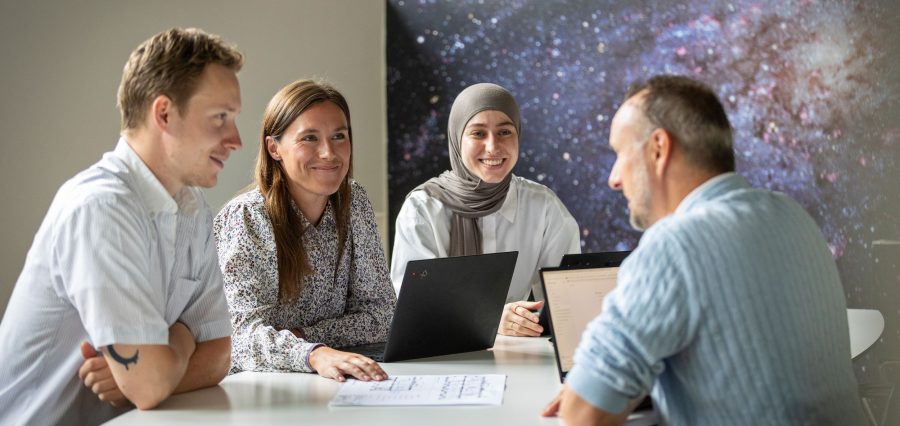 Rådgivere taler med kunde